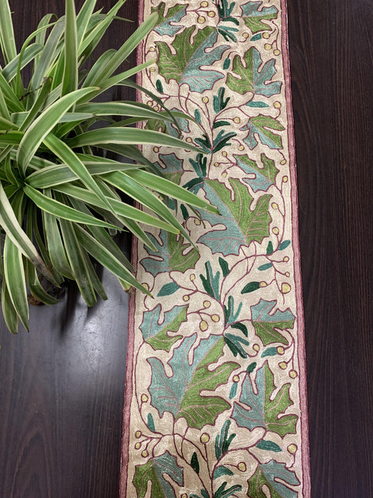 IndicHues Handmade Hand Embroidered With Silk Thread Crewel Work 1x4 feet Table Runner From Kashmir - IndicHues