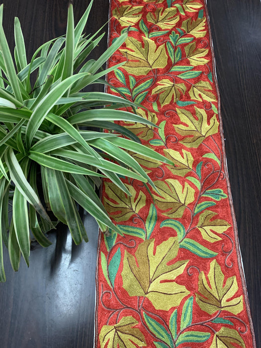 IndicHues Handmade Hand Embroidered With Silk Thread Crewel Work 1x4 feet Table Runner From Kashmir - IndicHues