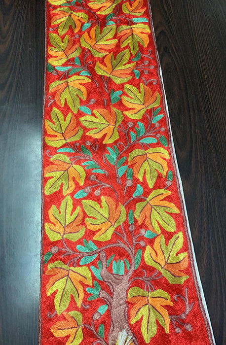 IndicHues Handmade Hand Embroidered With Silk Thread Crewel Work 1x4 feet Table Runner From Kashmir - IndicHues