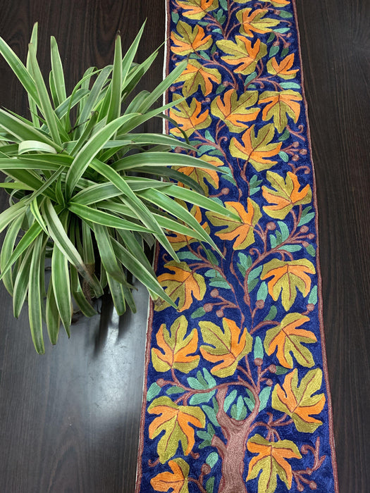 IndicHues Handmade Hand Embroidered With Silk Thread Crewel Work 1x4 feet Table Runner From Kashmir - IndicHues